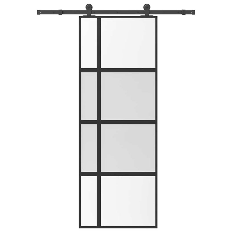 Sliding Door with Hardware Set 76x205 cm Tempered Glass&Aluminium