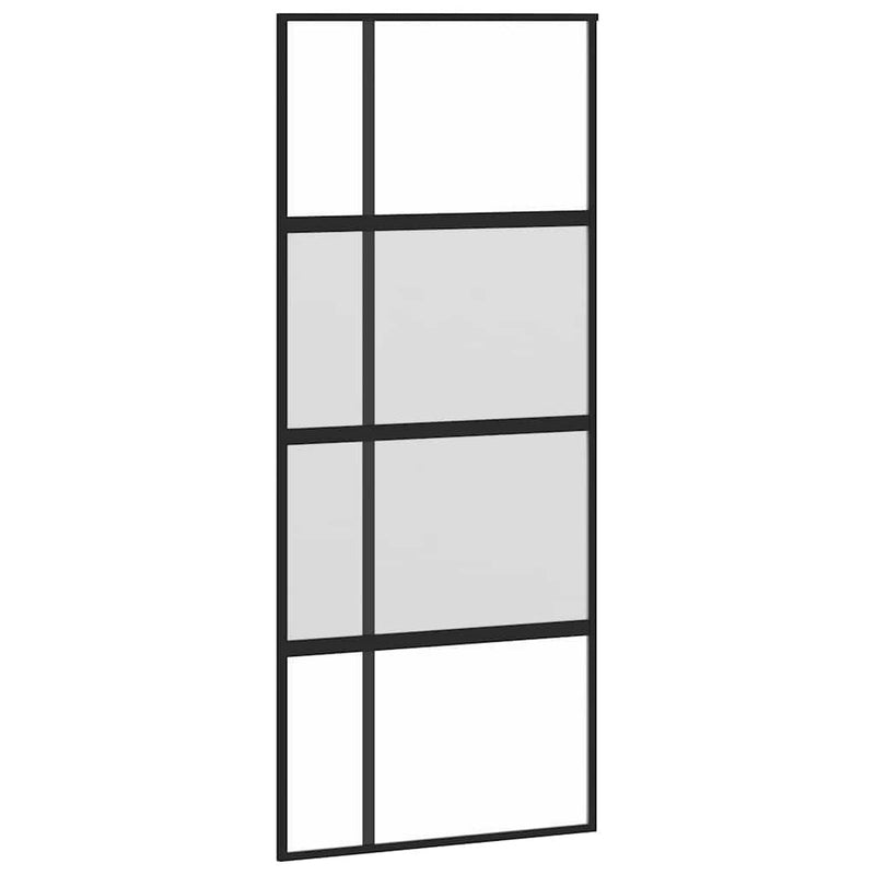 Sliding Door with Hardware Set 90x205 cm Tempered Glass and Aluminium