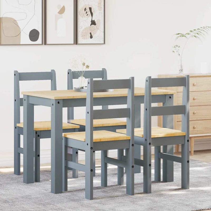 5 Piece Dining Set Panama Grey Solid Wood Pine