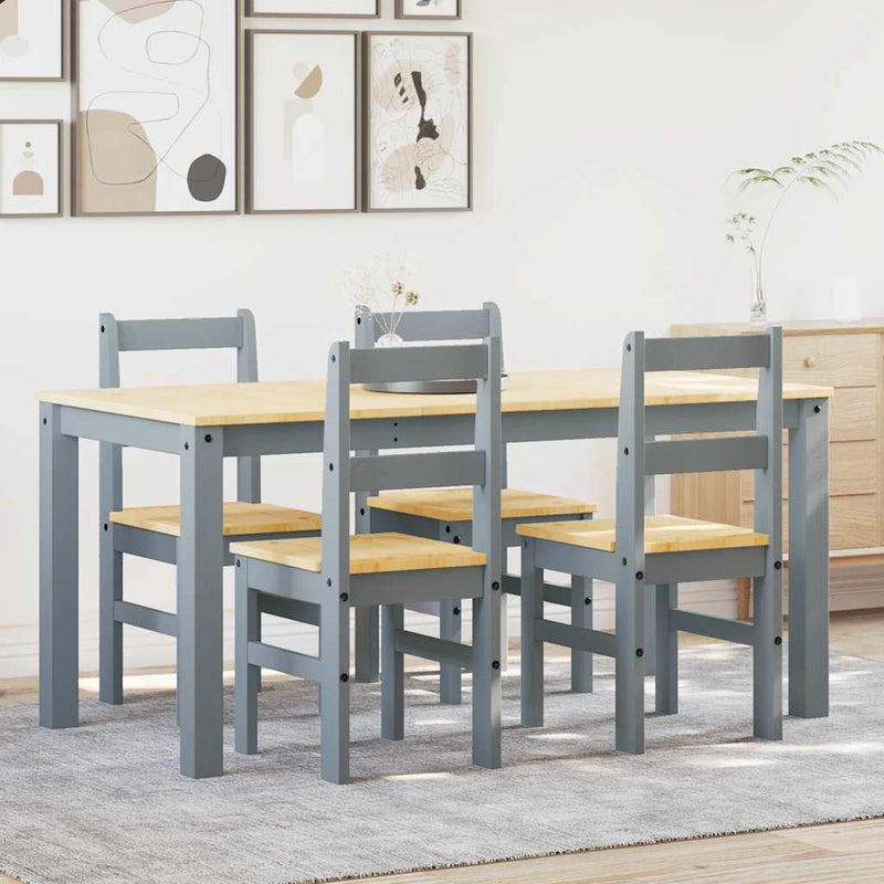 5 Piece Dining Set Panama Grey Solid Wood Pine