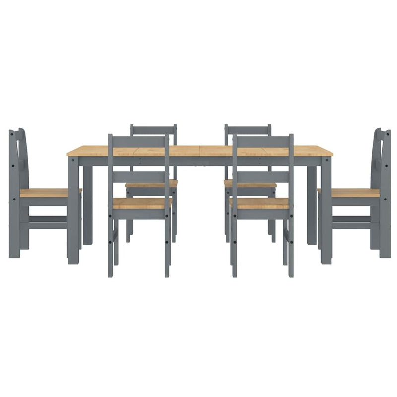 7 Piece Dining Set Panama Grey Solid Wood Pine