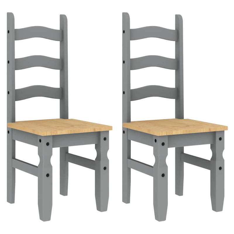 3 Piece Dining Set Panama Grey Solid Wood Pine