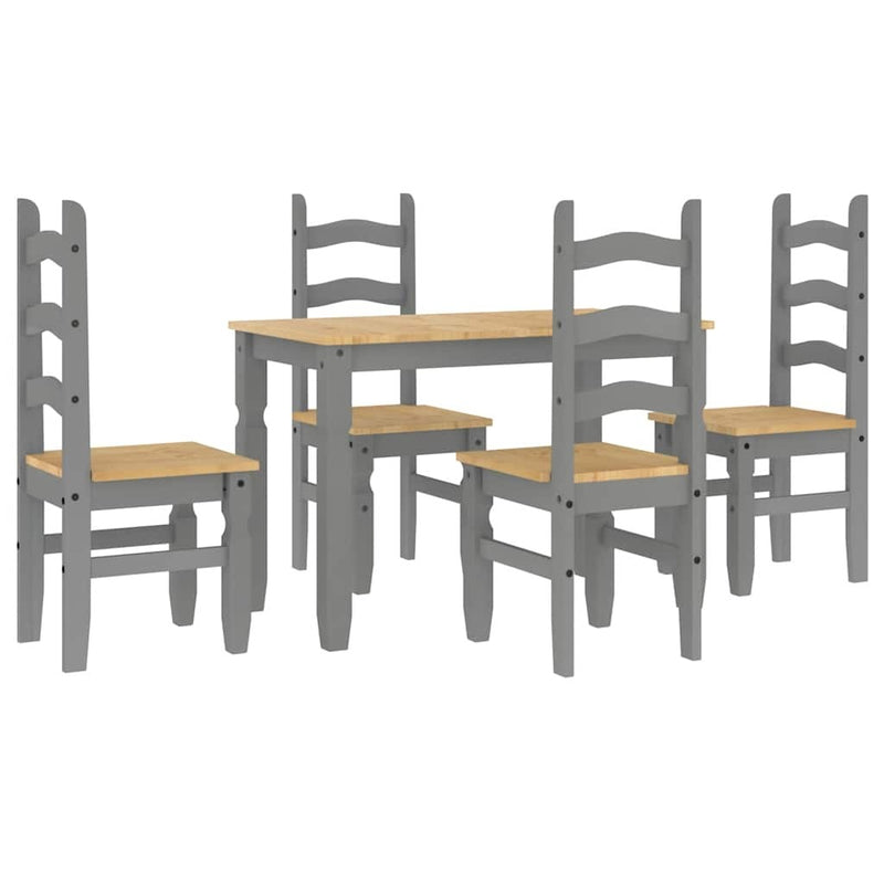 5 Piece Dining Set Panama Grey Solid Wood Pine