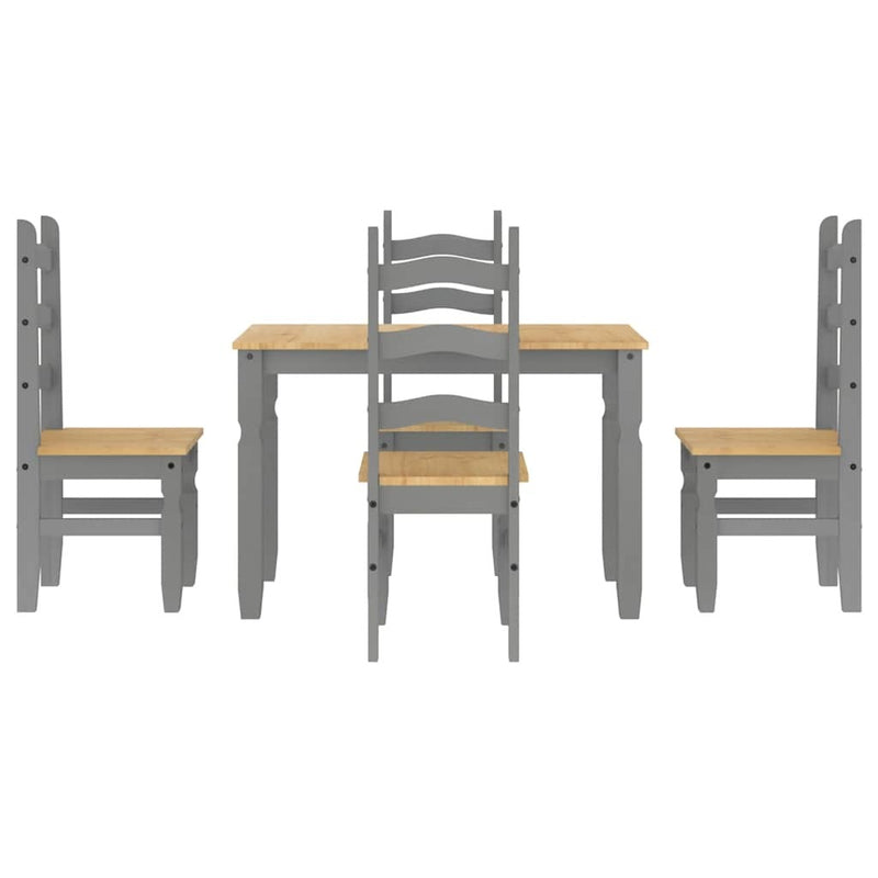 5 Piece Dining Set Panama Grey Solid Wood Pine