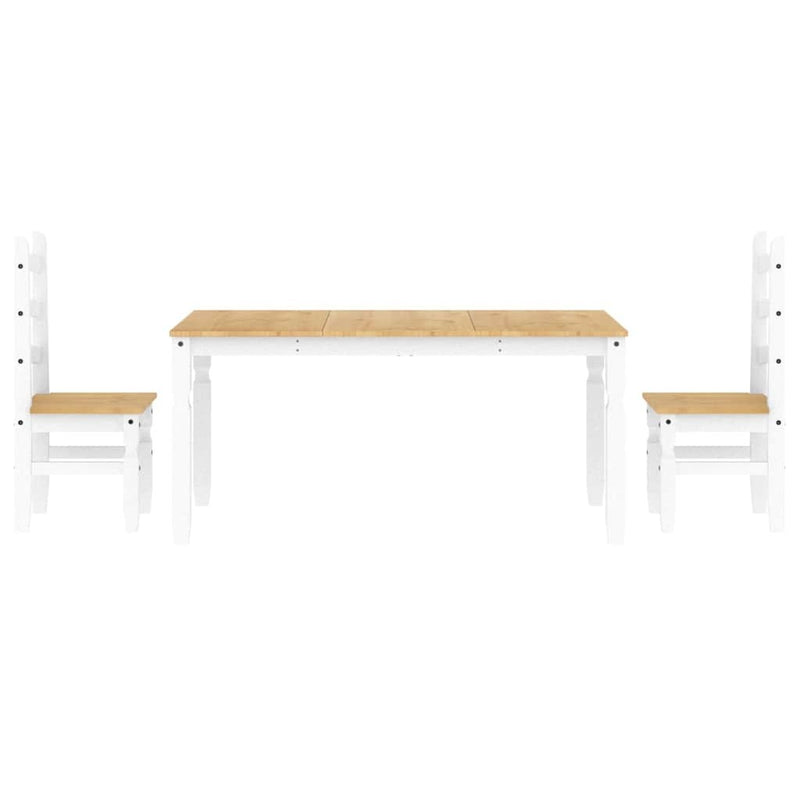 3 Piece Dining Set Panama White Solid Wood Pine