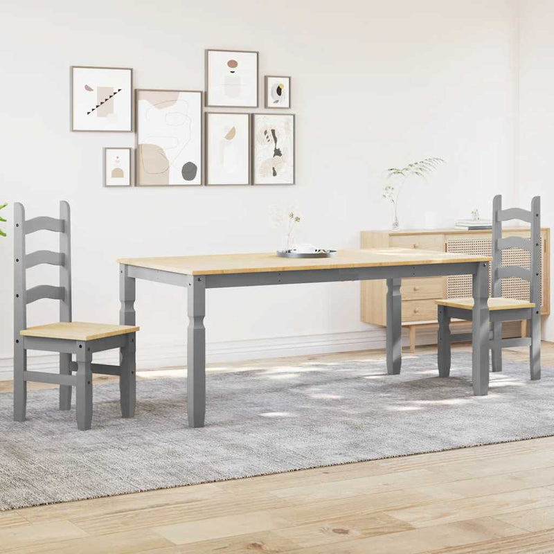 3 Piece Dining Set Panama Grey Solid Wood Pine