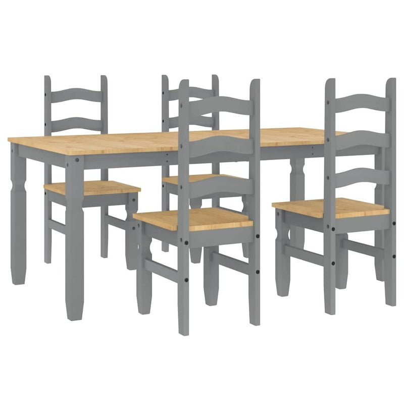 5 Piece Dining Set Panama Grey Solid Wood Pine