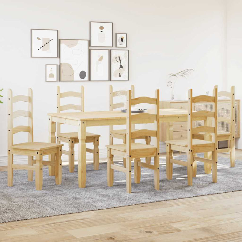 7 Piece Dining Set Panama Solid Wood Pine