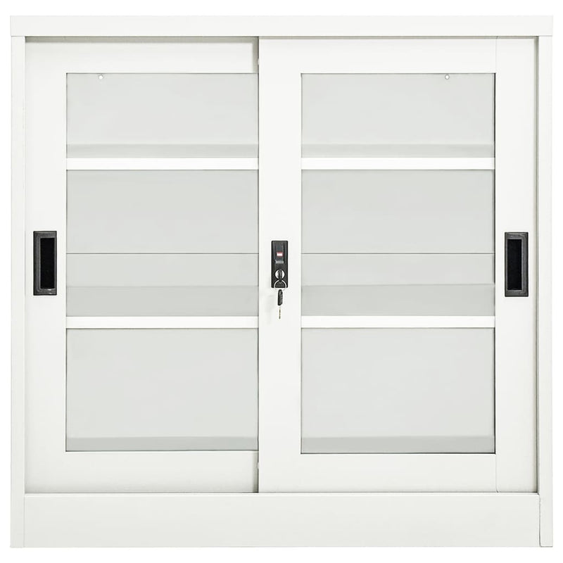 Sliding Door Cabinet White 90x40x90 cm Steel