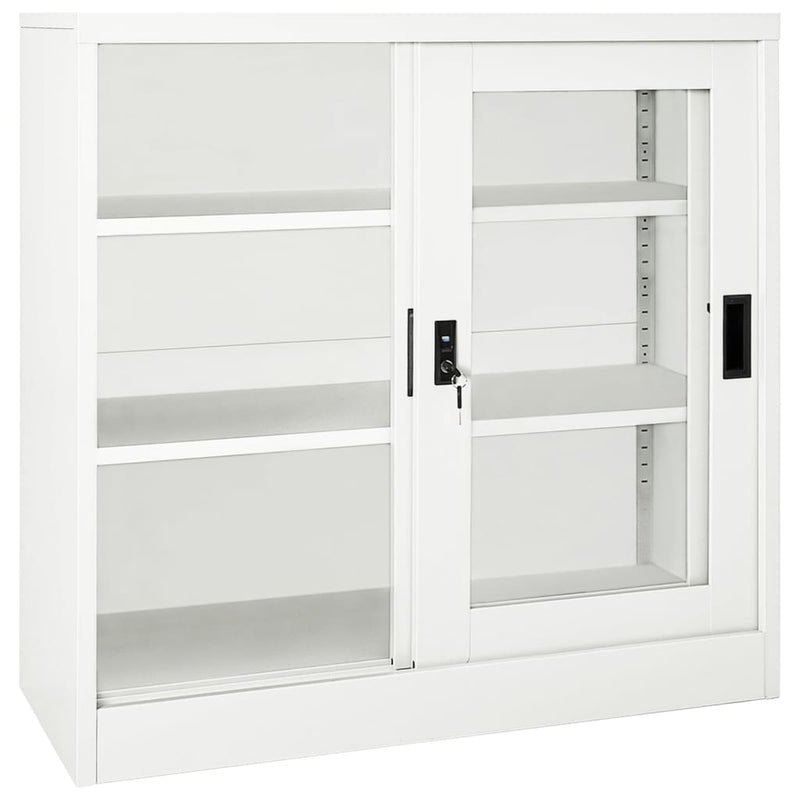 Sliding Door Cabinet White 90x40x90 cm Steel