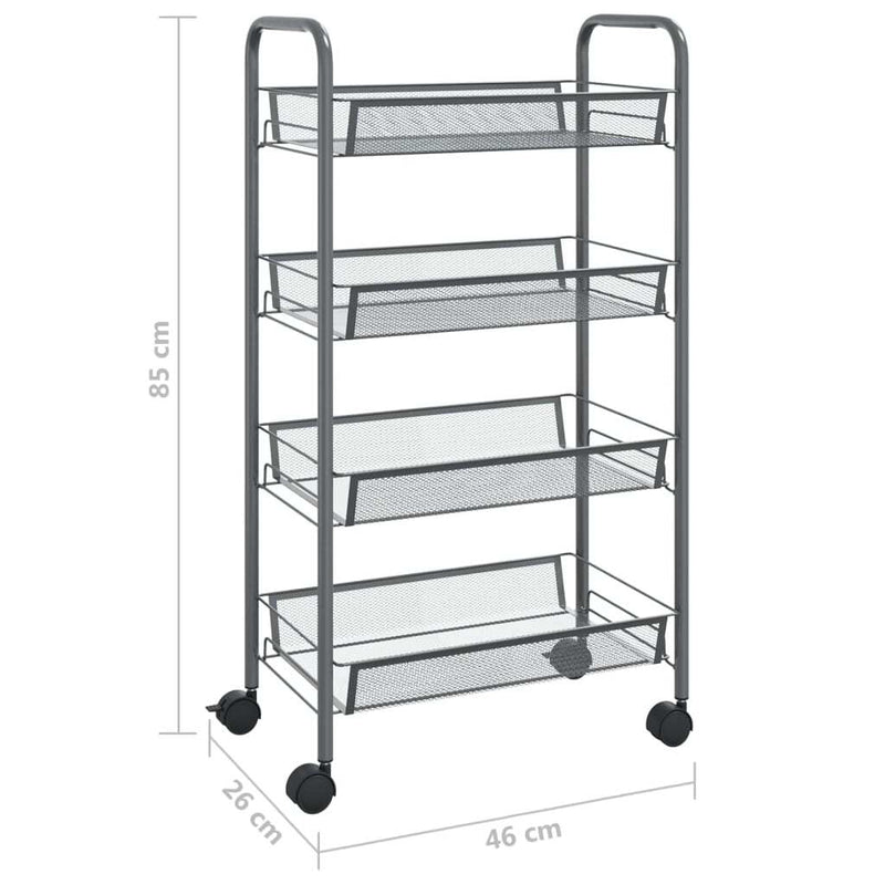 4-Tier Kitchen Trolley Grey 46x26x85 cm Iron