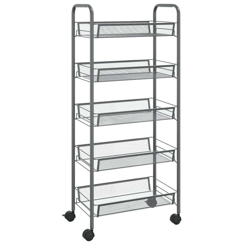 5-Tier Kitchen Trolley Grey 46x26x105 cm Iron