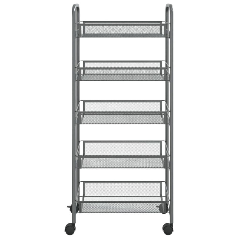 5-Tier Kitchen Trolley Grey 46x26x105 cm Iron