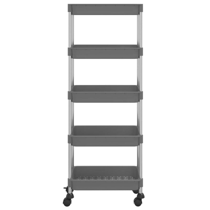 5-Tier Kitchen Trolley Grey 42x29x128 cm Iron and ABS