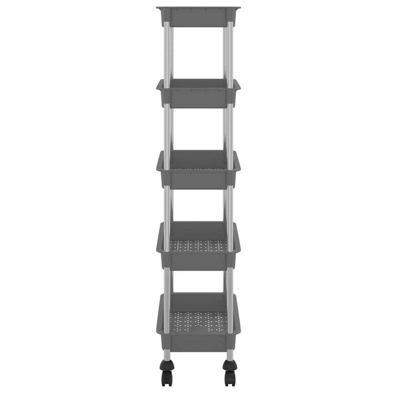 5-Tier Kitchen Trolley Grey 42x29x128 cm Iron and ABS