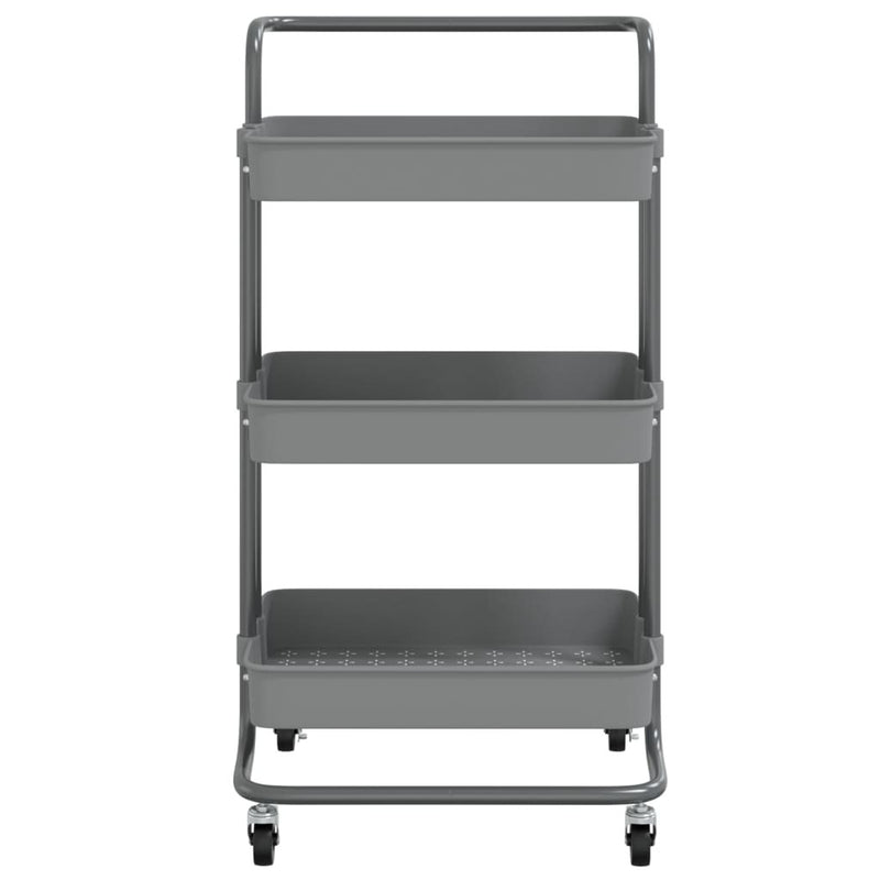 3-Tier Kitchen Trolley Grey 42x35x85 cm Iron and ABS