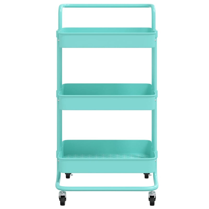 3-Tier Kitchen Trolley Turquoise 42x35x85 cm Iron and ABS