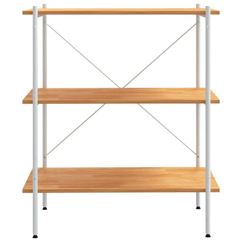 3-Tier Shelving Unit White and Oak 80x40x92 cm