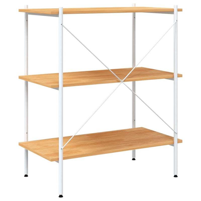 3-Tier Shelving Unit White and Oak 80x40x92 cm