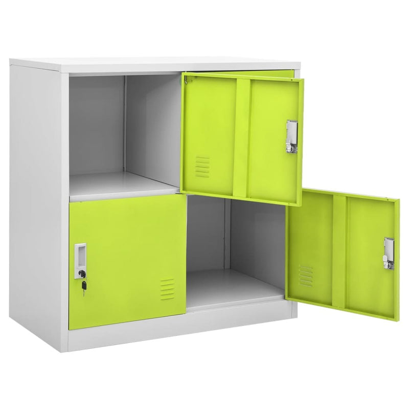 Locker Cabinet Light Grey and Green 90x45x92.5 cm Steel