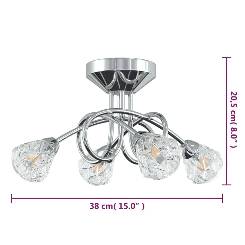 vidaXL Ceiling Lamp with Glass Lattice Shades for 4 G9 LED Lights