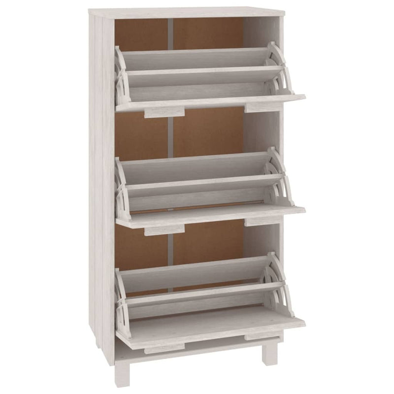 Shoe Cabinet HAMAR White 59.5x35x117 cm Solid Wood Pine