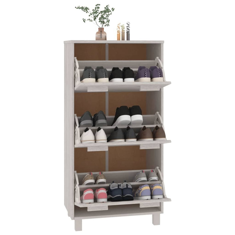 Shoe Cabinet HAMAR White 59.5x35x117 cm Solid Wood Pine