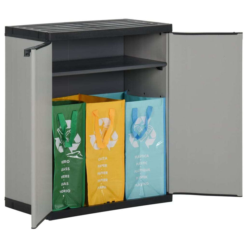 Garden Waste Cabinet Grey and Black 68x40x85 cm PP