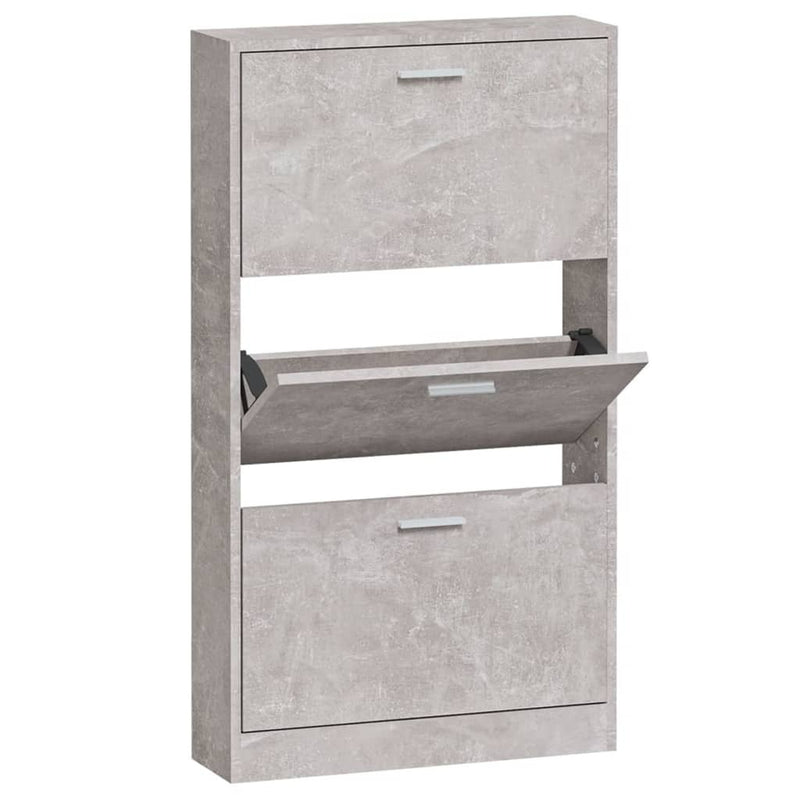 Shoe Cabinet Concrete Grey 59x17x108 cm Engineered Wood