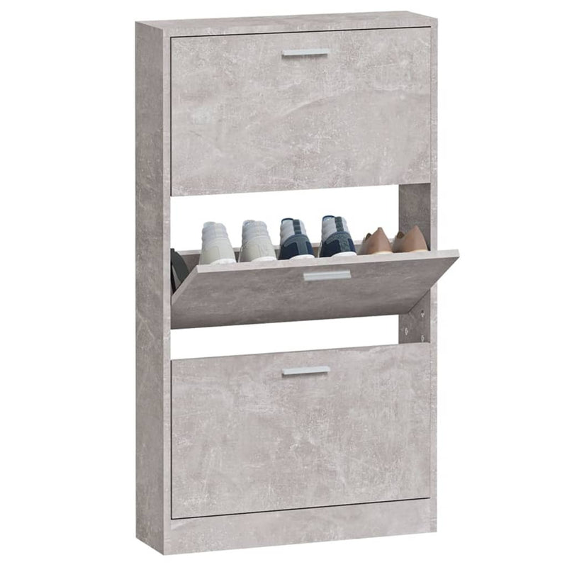 Shoe Cabinet Concrete Grey 59x17x108 cm Engineered Wood