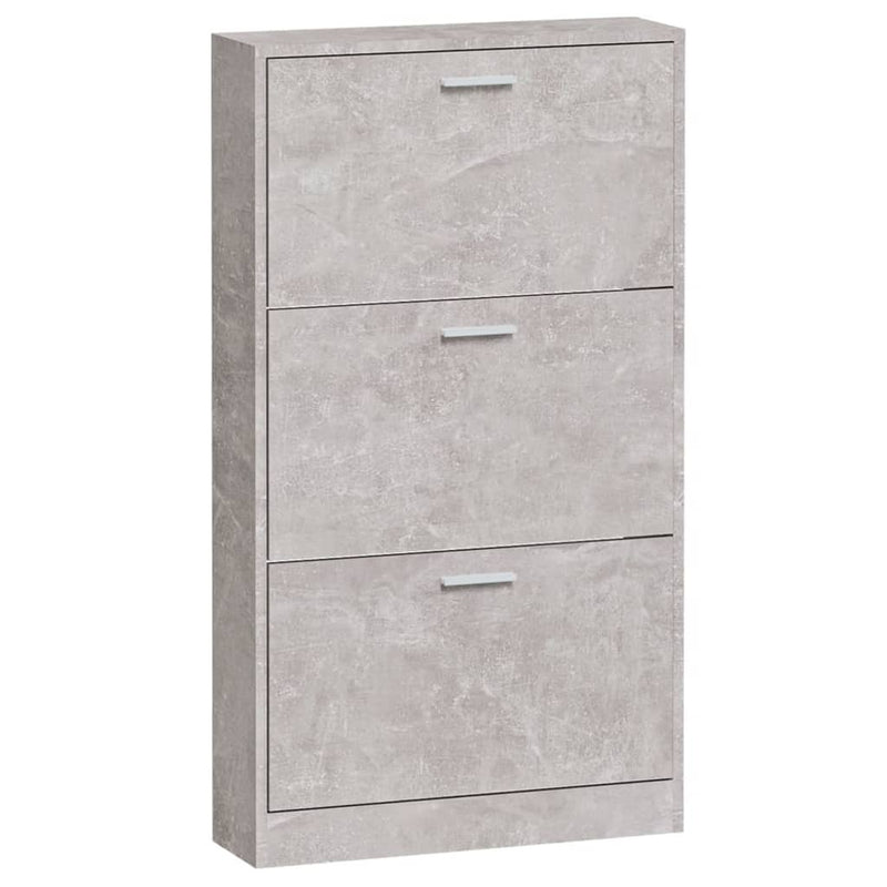 Shoe Cabinet Concrete Grey 59x17x108 cm Engineered Wood