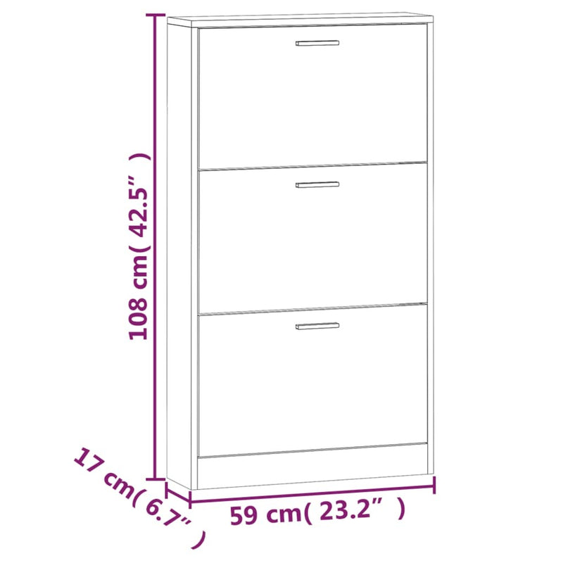 Shoe Cabinet Concrete Grey 59x17x108 cm Engineered Wood