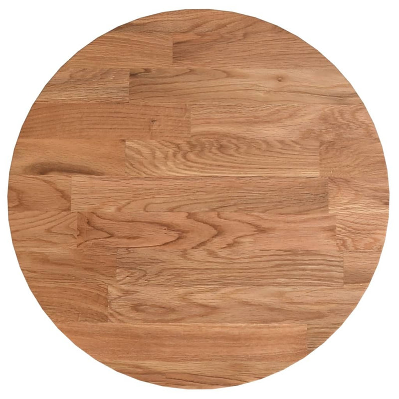 Round Table Top Light Brown 30x1.5 cm Treated Solid Wood Oak