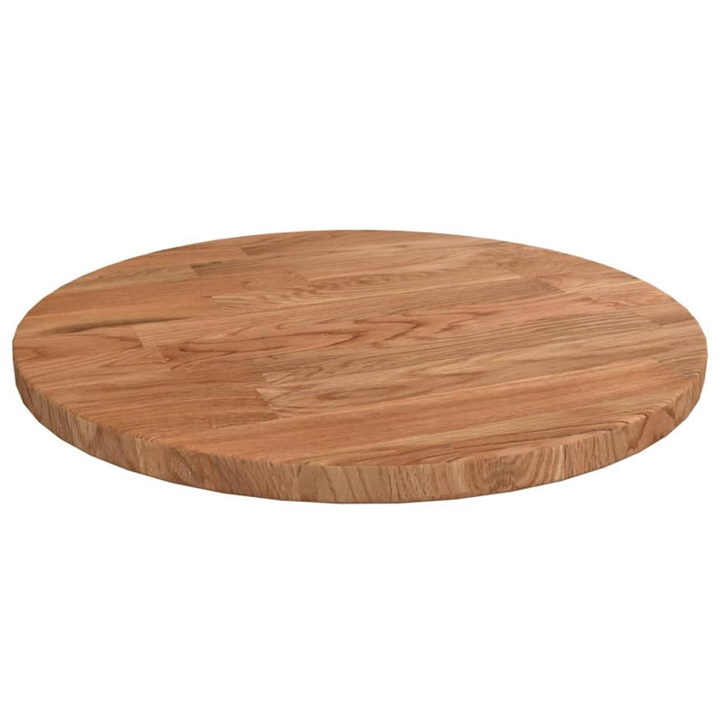 Round Table Top Light Brown 30x1.5 cm Treated Solid Wood Oak