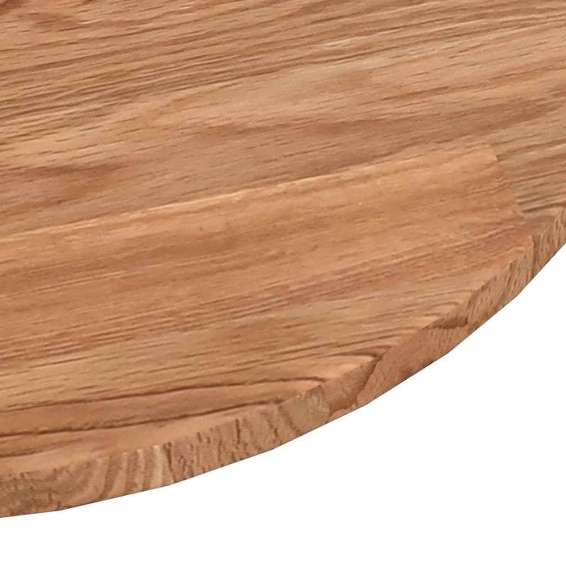 Round Table Top Light Brown 60x1.5 cm Treated Solid Wood Oak