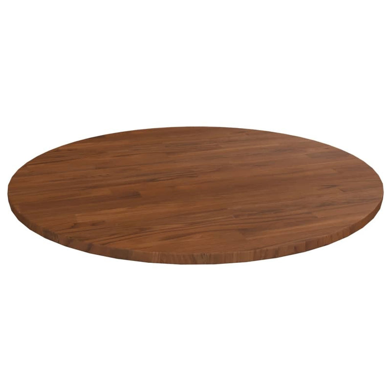 Round Table Top Dark Brown 70x1.5 cm Treated Solid Wood Oak