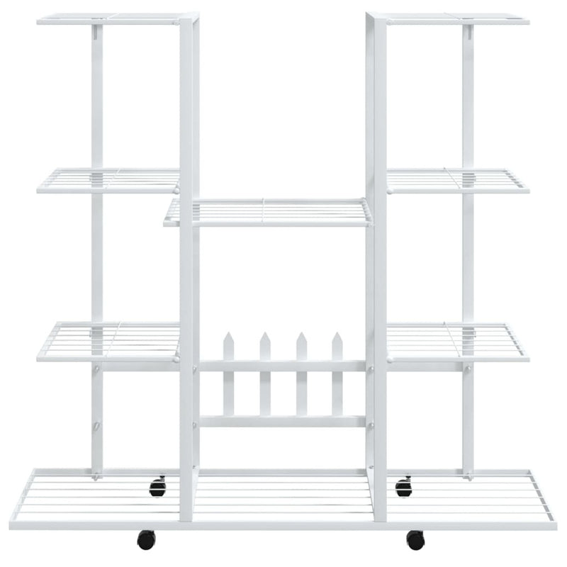 Flower Stand with Wheels 94.5x24.5x91.5 cm White Iron