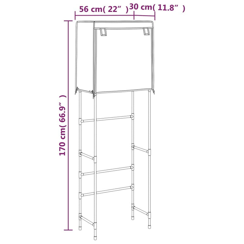 2-Tier Storage Rack over Toilet Brown 56x30x170 cm Iron