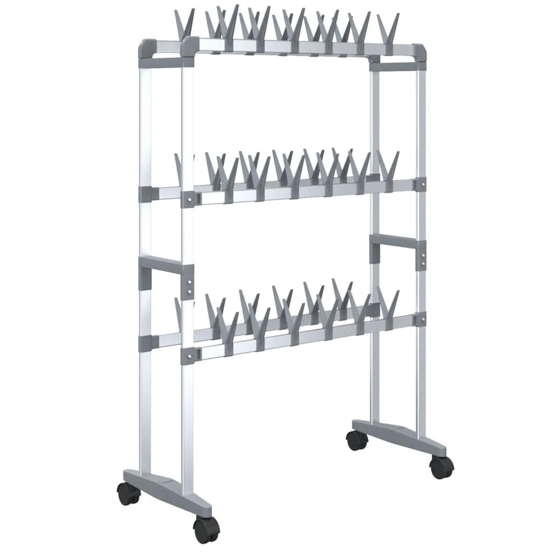 Shoe Rack with Wheels Silver 66x27x100 cm