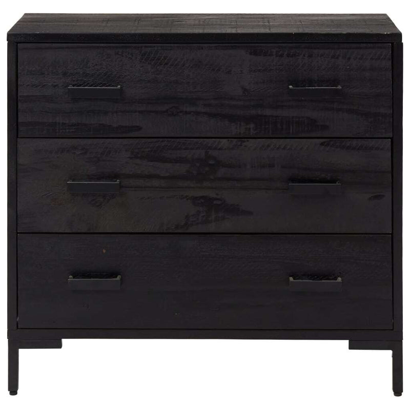 Chest of Drawers Black 75x35x70 cm Solid Pinewood