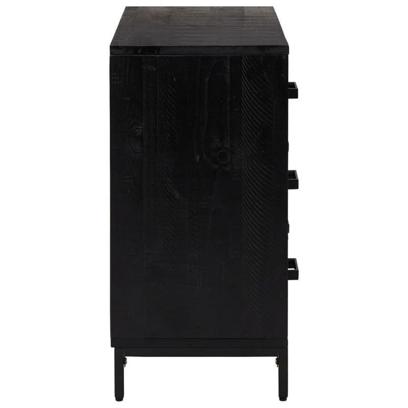 Chest of Drawers Black 75x35x70 cm Solid Pinewood