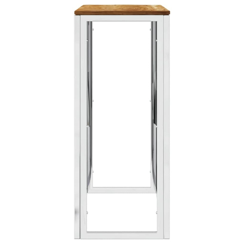 Console Table Silver Stainless Steel and Solid Wood Acacia