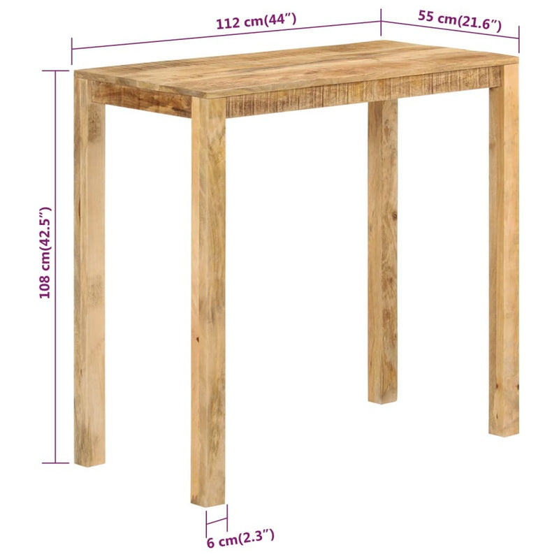 Bar Table 112x55x108 cm Solid Wood Mango