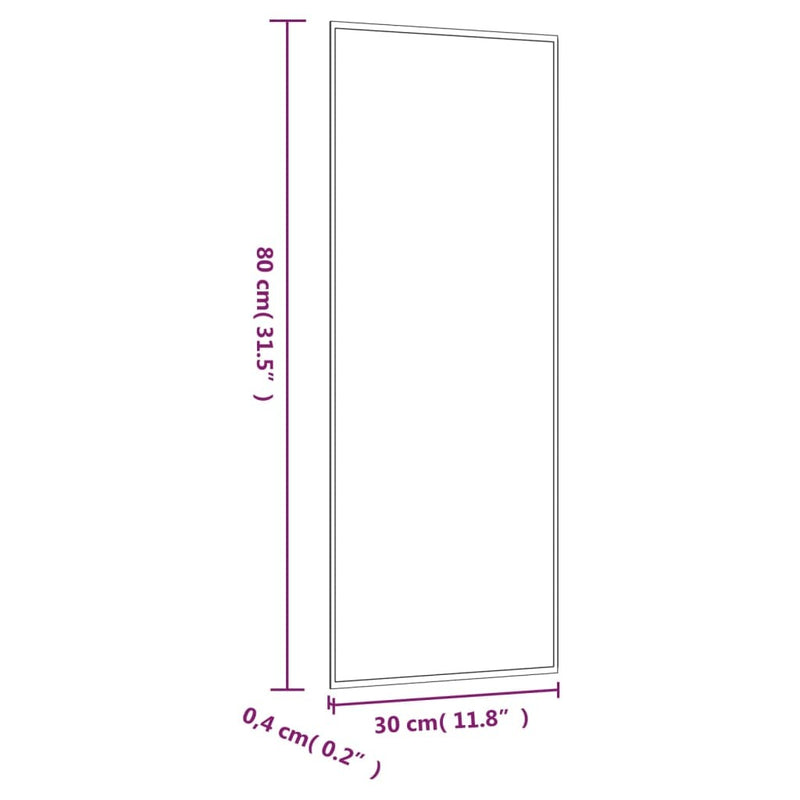 Wall Mirror 30x80 cm Glass Rectangle