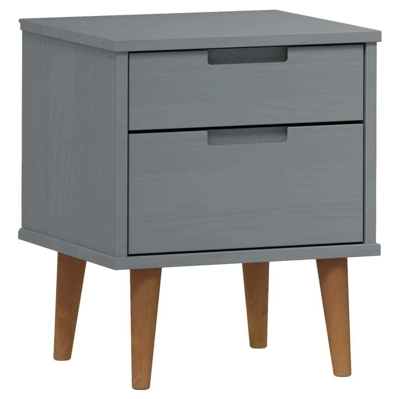 Bedside Cabinet MOLDE Grey 40x35x48 cm Solid Wood Pine