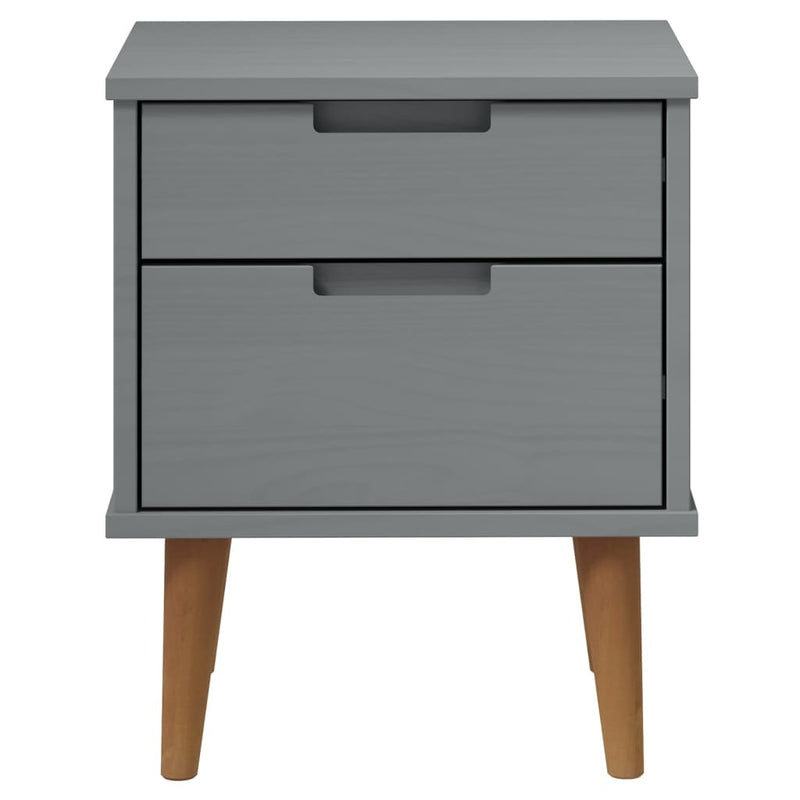 Bedside Cabinet MOLDE Grey 40x35x48 cm Solid Wood Pine