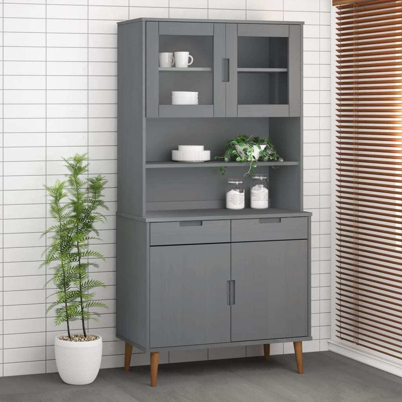 Top for Highboard MOLDE Grey 90x35x100 cm Solid Wood Pine