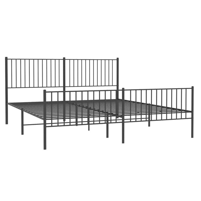 Metal Bed Frame without Mattress with Footboard Black 200x200cm