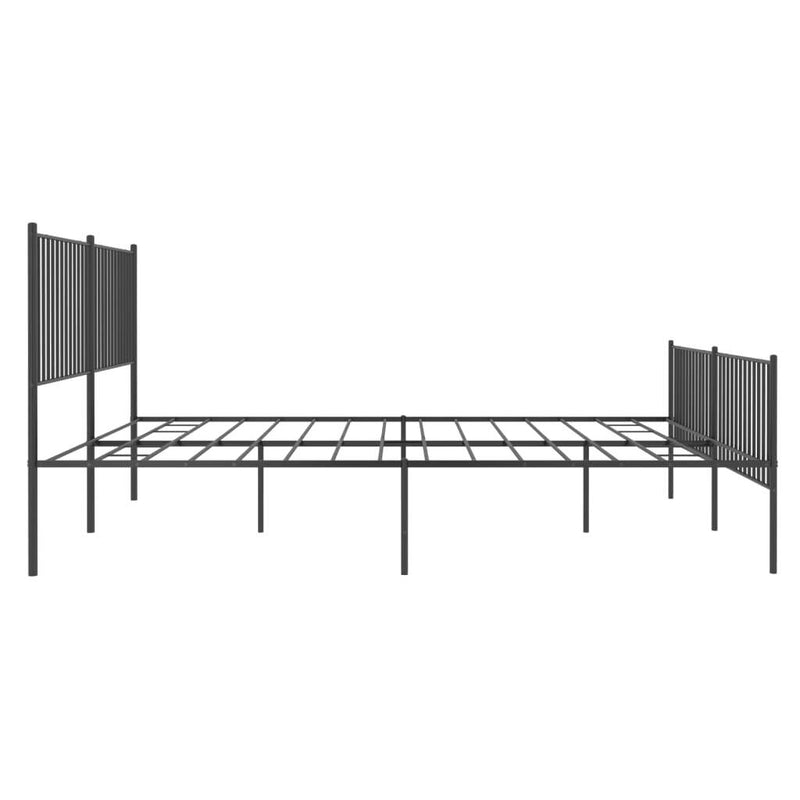 Metal Bed Frame without Mattress with Footboard Black 200x200cm