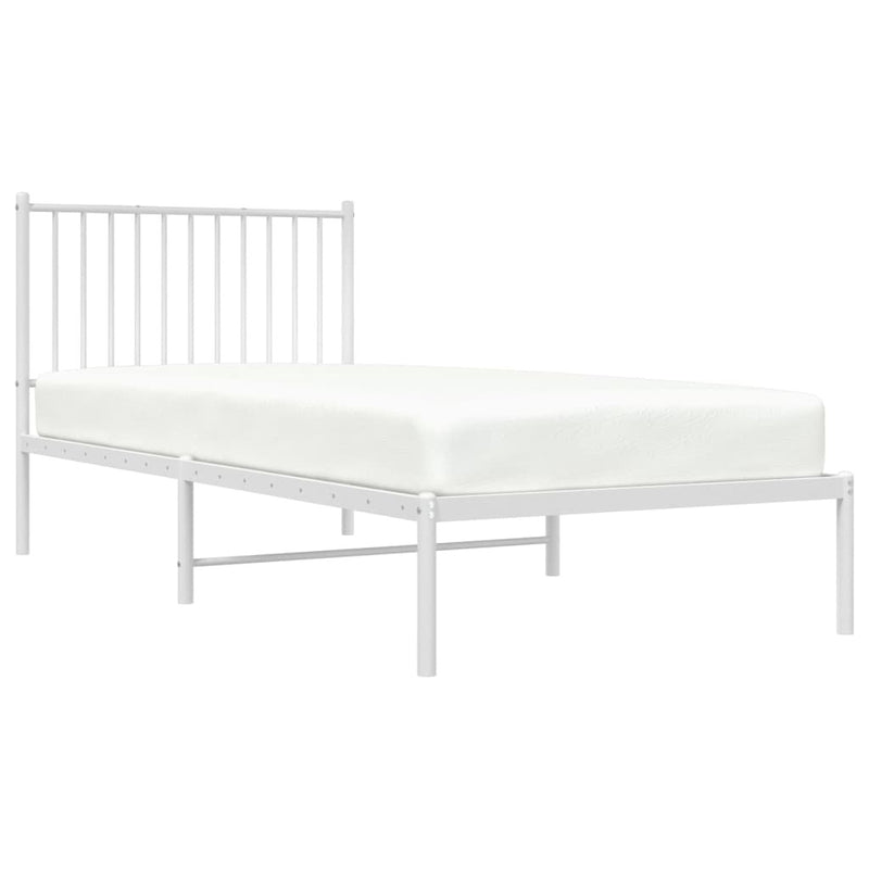 Metal Bed Frame without Mattress with Headboard White 90x200cm